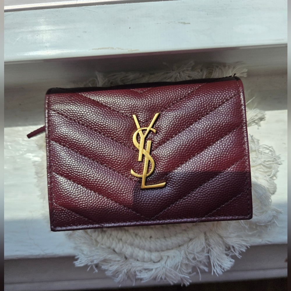 Yves Saint Laurent Burgandy Matelasse Wallet/ Card Case